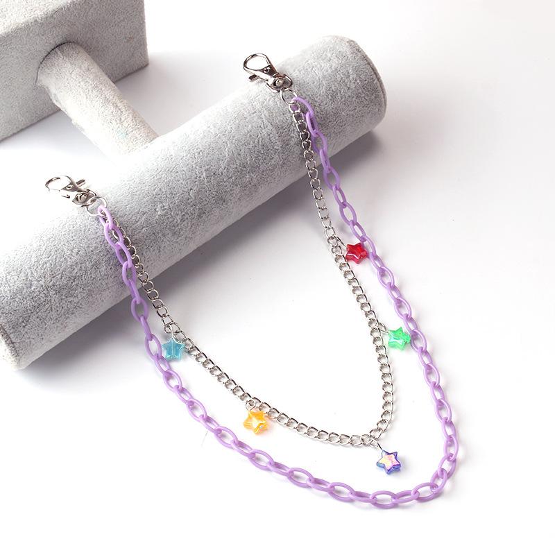 Jewelry fashion popular punk acrylic all-match double-layer pentagram pendant pants chain