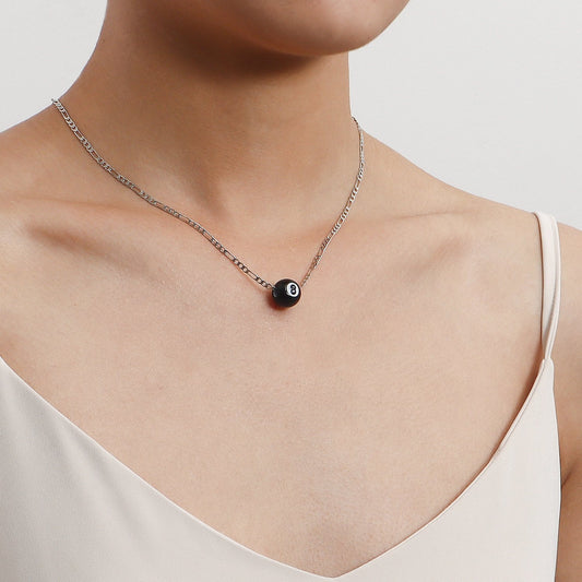 Jewelry Billiard Black 8 Necklace Female Niche Design Sense Light Luxury Necklace Doesn't Fade