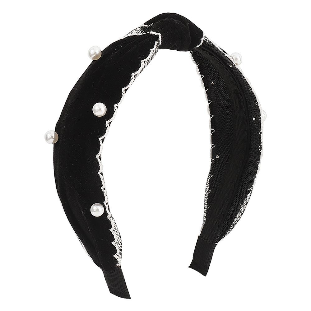 F5279 velvet temperament knotted hair hoop nail bead lace retro head hoop personality simple fashion hairpin female