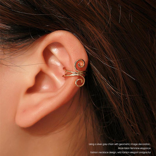 ins fashion ear clip double line personality no ear hole ear bone clip creative geometric spiral earring men and women earrings