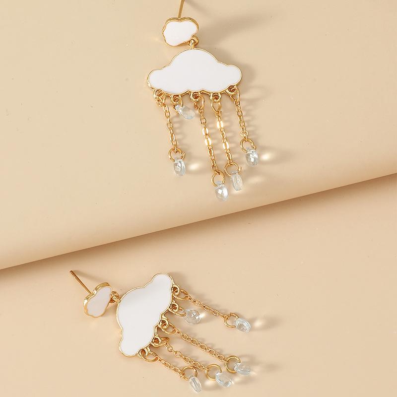 Simple creative zircon earrings ins cute white cloud earrings fashion temperament rhinestone earrings female