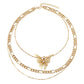 Fashion all-match necklace trend personality multi-layer chain with diamond big butterfly pendant necklace neck chain