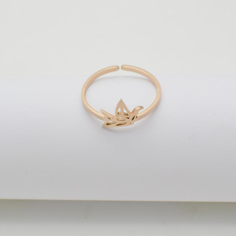 Creative Personality Thousand Paper Crane Ring Female Fashion Simple Peace Dove Ring Small Fresh Jewelry Opening Adjustable