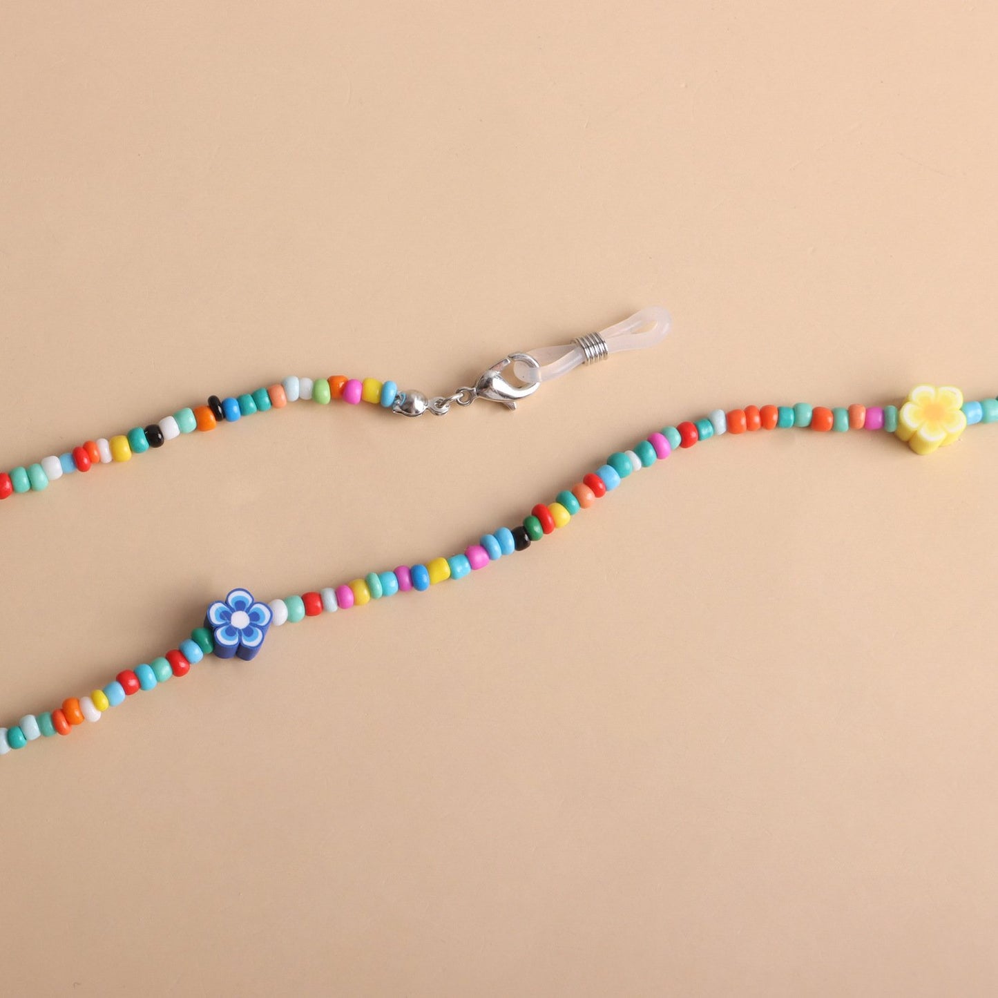 Jewelry colorful flower pattern soft pottery bead glasses chain ladies personality fashion mask non-slip lanyard