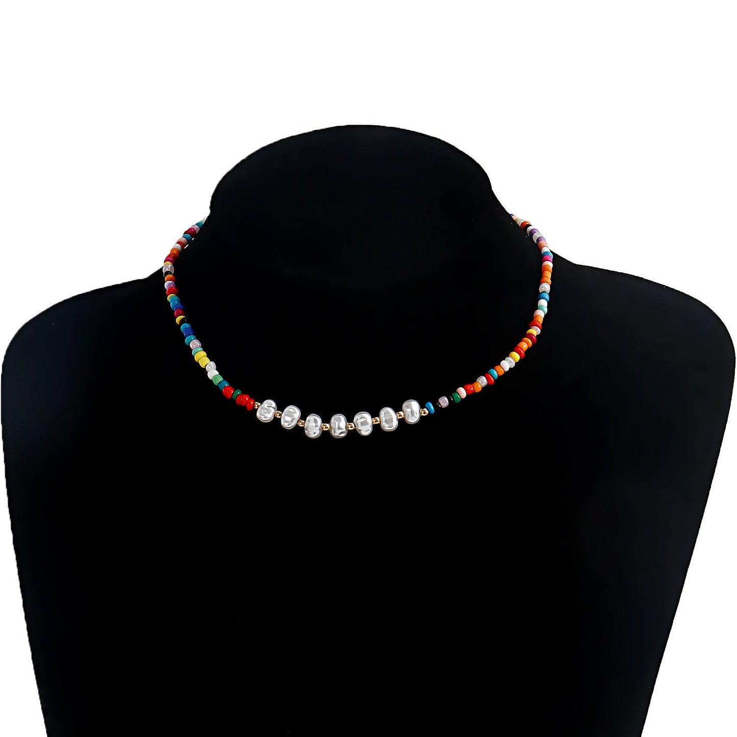 Jewelry Bohemian Colored Rice Beads Pearl Beaded Necklace Female Handwoven Necklace