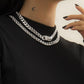 Jewelry Hip-Hop Studded Diamond Cuban Buckle Head Necklace Women's Retro Metal Aluminum Chain Necklace Set