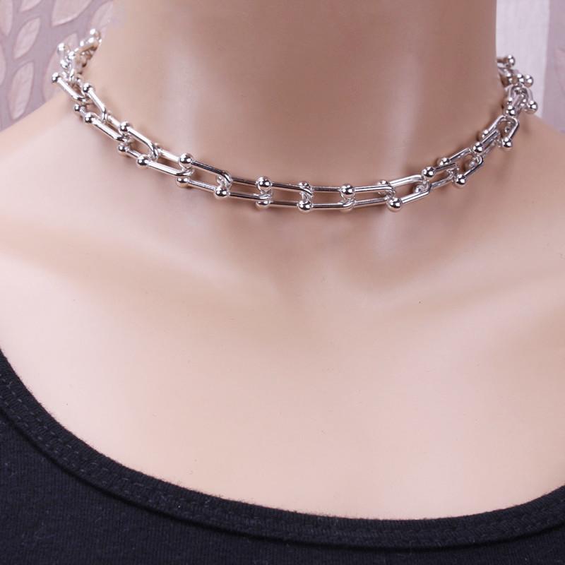 Simple design U-shaped horseshoe buckle splicing bracelet necklace personality cold chain earrings