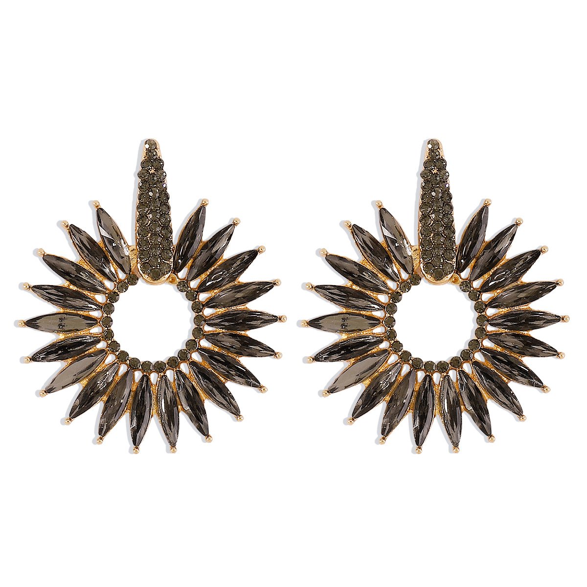 1617 Jewelry Exaggerated Diamond Temperament Circle Earrings Retro Sunflower Geometric Fashion Earrings