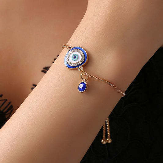 Personalized flash diamond devil's eye bracelet temperament national jewelry single-layer temperament bracelet