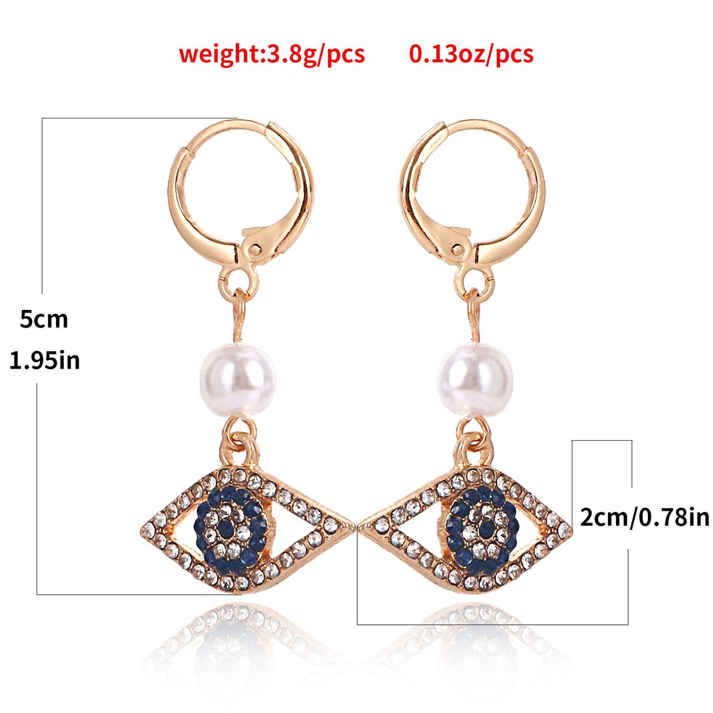 Jewelry micro-set diamond blue eyes pearl pendant earrings women's popular temperament earrings