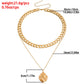 Jewelry retro double-layer geometric aluminum chain knight shield pendant necklace female ins niche