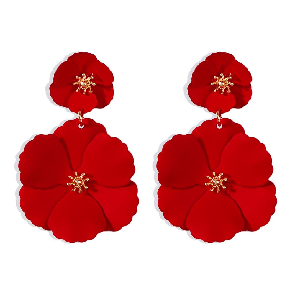 E8327 Mori flower earrings creative fashion alloy spray paint multi-color flower stud earrings for women