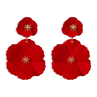 E8327 Mori flower earrings creative fashion alloy spray paint multi-color flower stud earrings for women
