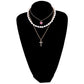 Jewelry Trend Full Diamond Cross Pendant Necklace Female Acrylic Butterfly Pearl Necklace