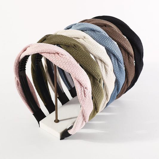 F5215 Jewelry French Braided Winding Non-slip Headband Flannel Simple Retro Geometric Headband Women