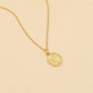 ins retro necklace fashion stainless steel chain real gold plating portrait letter coin clavicle chain
