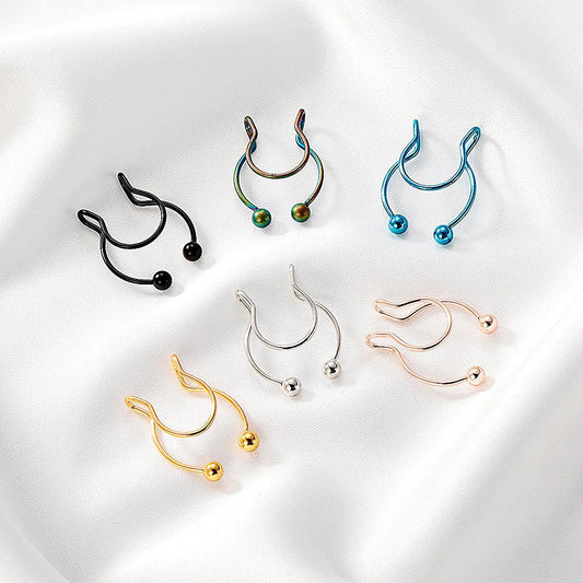 Stainless steel nose clip ins U-shaped non-perforated nose nail nose ring piercing jewelry for men and women