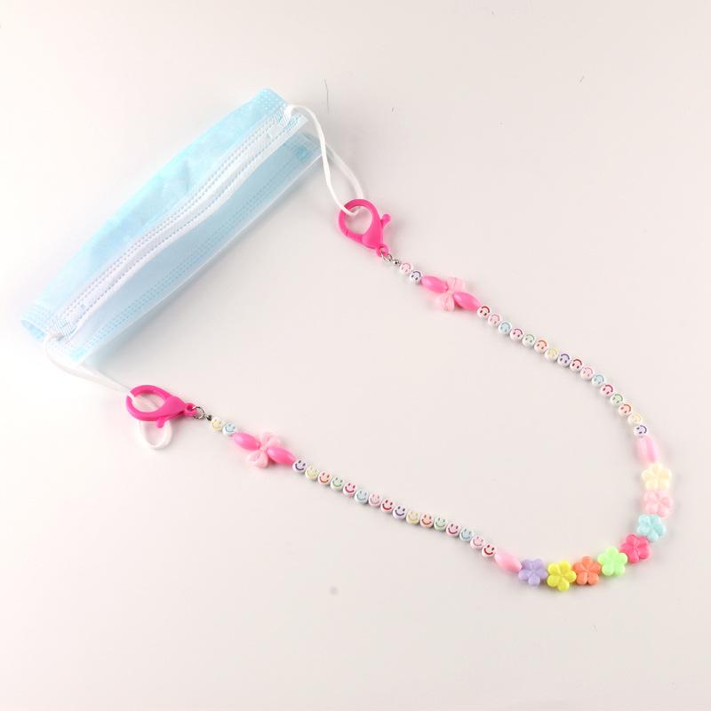 Ins jewelry explosive flower acrylic smiling face children anti-lost multi-purpose mask chain glasses chain