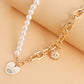 Jewelry imitation pearl love devil's eye necklace female ins niche design explosion