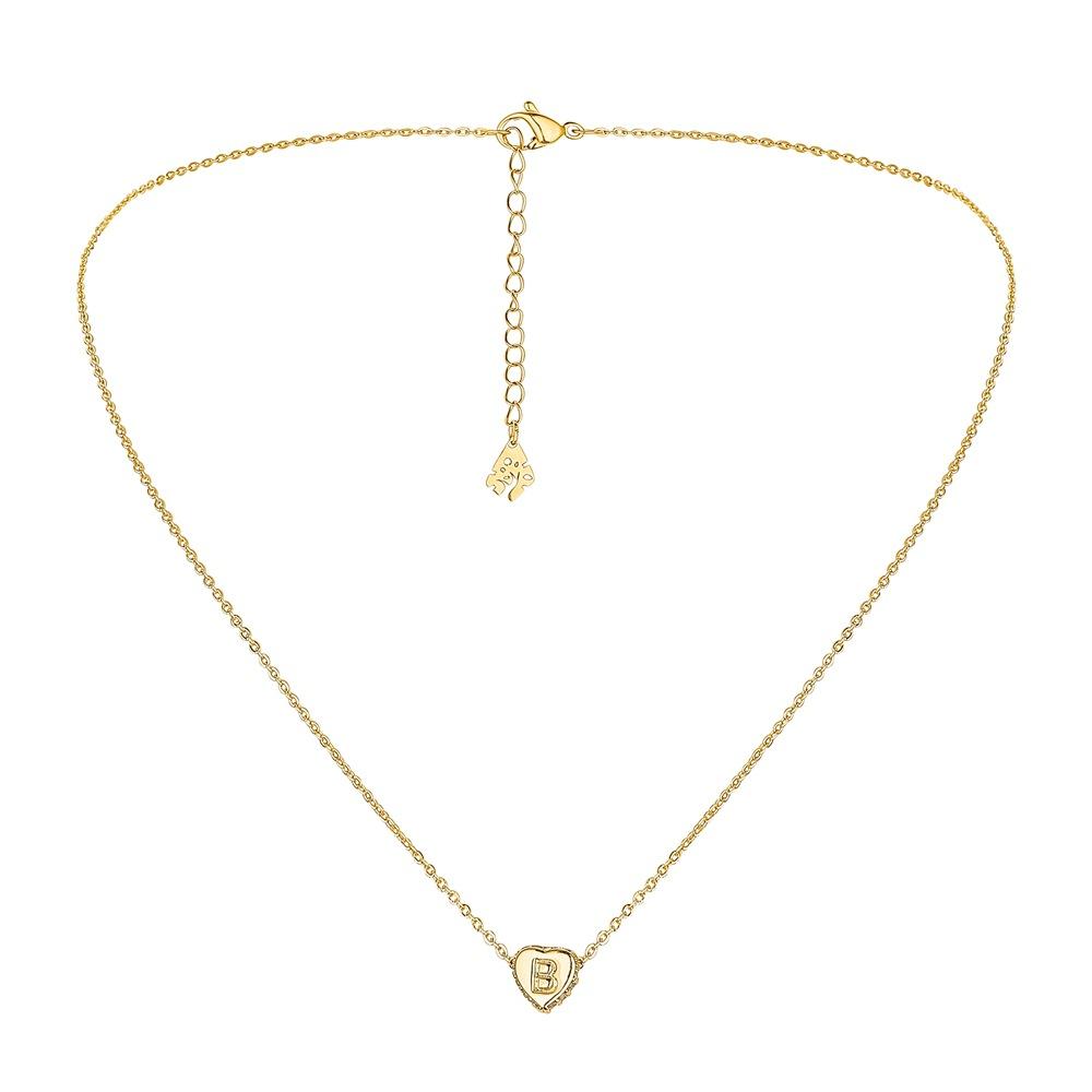 Fashion full of diamond love letter small necklace diamond personality simple temperament elegant trend clavicle chain