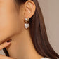E1226 Cute Small Animal Earrings Women's Imitation Pearl Heart-Shaped Cat Small Earrings Niche Cold Earrings