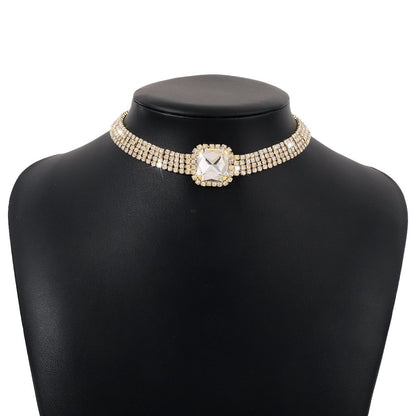 N1457 Light Luxury Claw Chain Necklace Personality Beam Neck Multilayer Diamond Necklace Dinner Party Party Necklace
