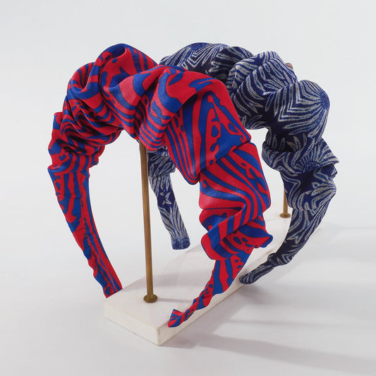 F4483 tribal ethnic color folded headband high skull top show face small net red striped headband hairpin