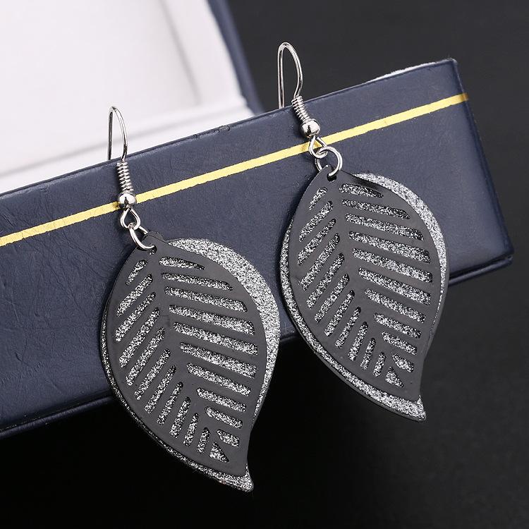 Fashion Versatile Earrings Multi-layer Hollow Leaf Earrings