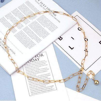 Fashion ins single-layer waist chain ball pendant decoration trendy versatile metal hollow waist jewelry