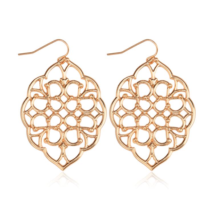 Hollow simple fashion exaggerated big earrings geometric oval lace geometric earrings