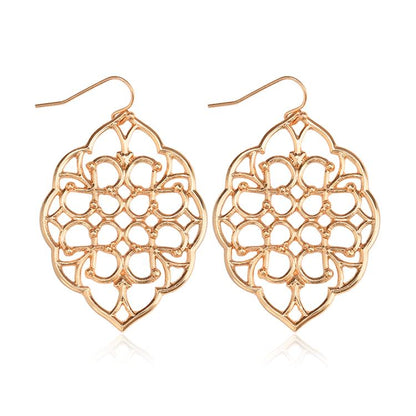 Hollow simple fashion exaggerated big earrings geometric oval lace geometric earrings