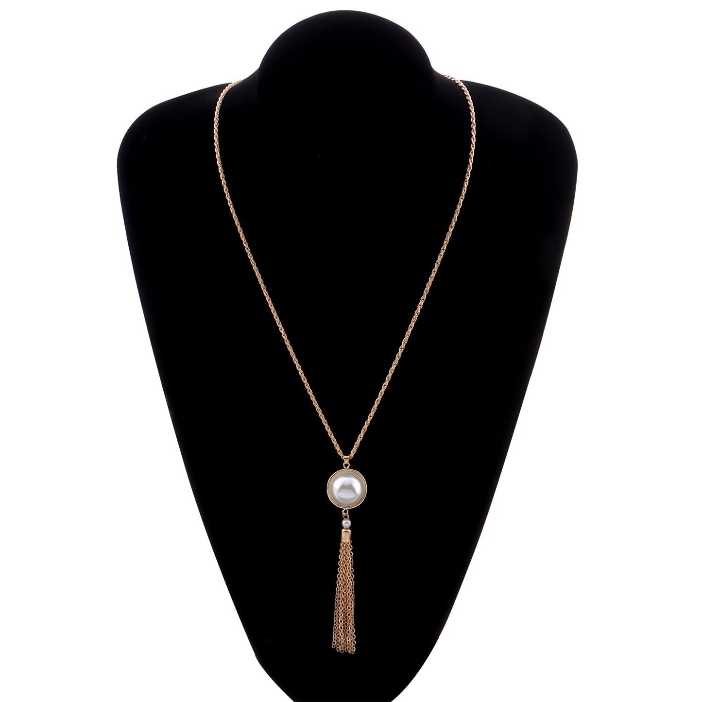 Jewelry Simple Knotted Tassel Long Necklace Sweater Chain Popular Pearl Women's Pendant