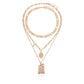 Fashion Portrait Embossed Necklace Couple Hug Pendant Necklace Hip Hop Multilayer Metal Chain Clavicle Chain