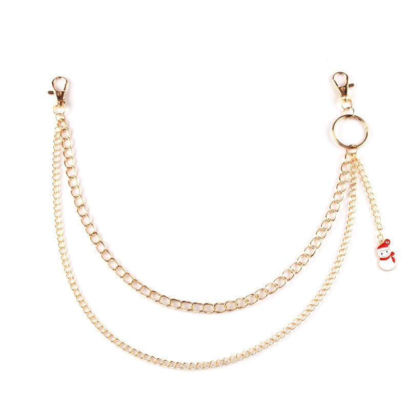ins Harajuku personality street Halloween disco snowman ornaments multi-layer pants chain original