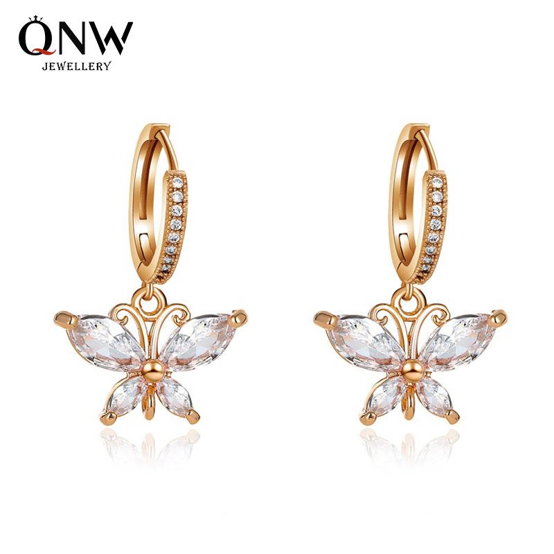 Crystal Butterfly Earrings Super Flash Zircon Butterfly Earrings Femininity Versatile Earrings Earrings
