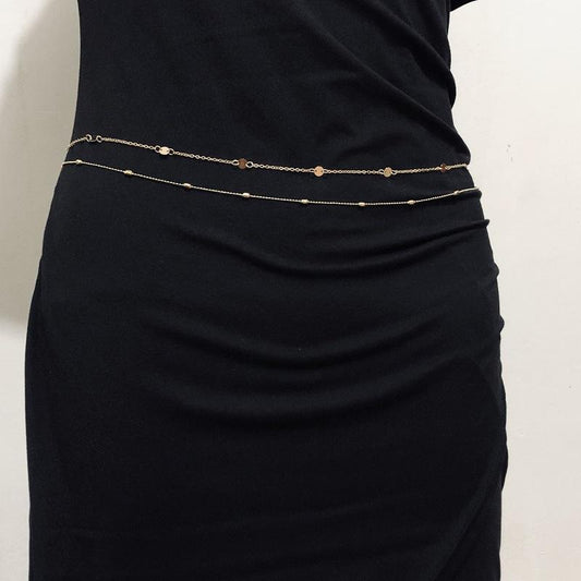 Multi-layer chain sequin waist chain simple sexy temperament round double-layer body chain waist chain women