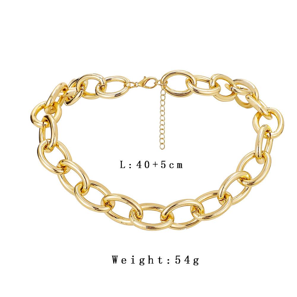 Hip-hop thick chain simple O-shaped aluminum chain exaggerated collarbone necklace ins fashion all-match necklace