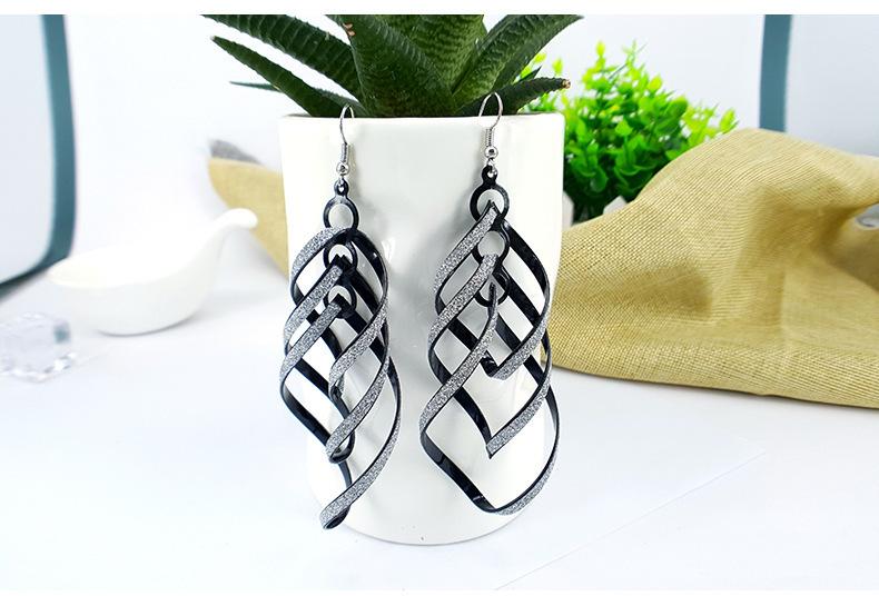 Direct Supply Earrings Exaggerated Retro Earrings Alloy Multi-layer Frosted Spiral Earrings
