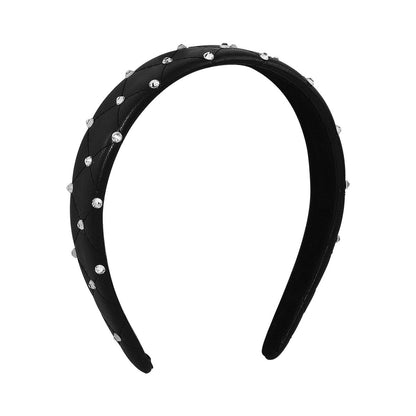 F4476 creative leather hair hoop ironing diamond wide edge fashion retro high skull top Mori girl head hoop hairpin