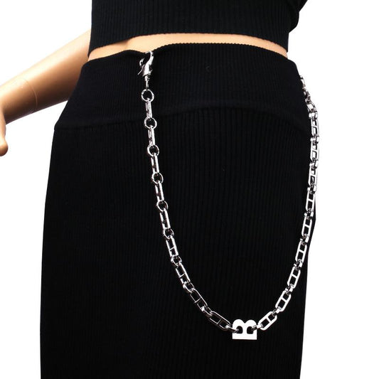 ins letter B chain personality fashion metal waist chain body chain skirt girdle clothing accessories