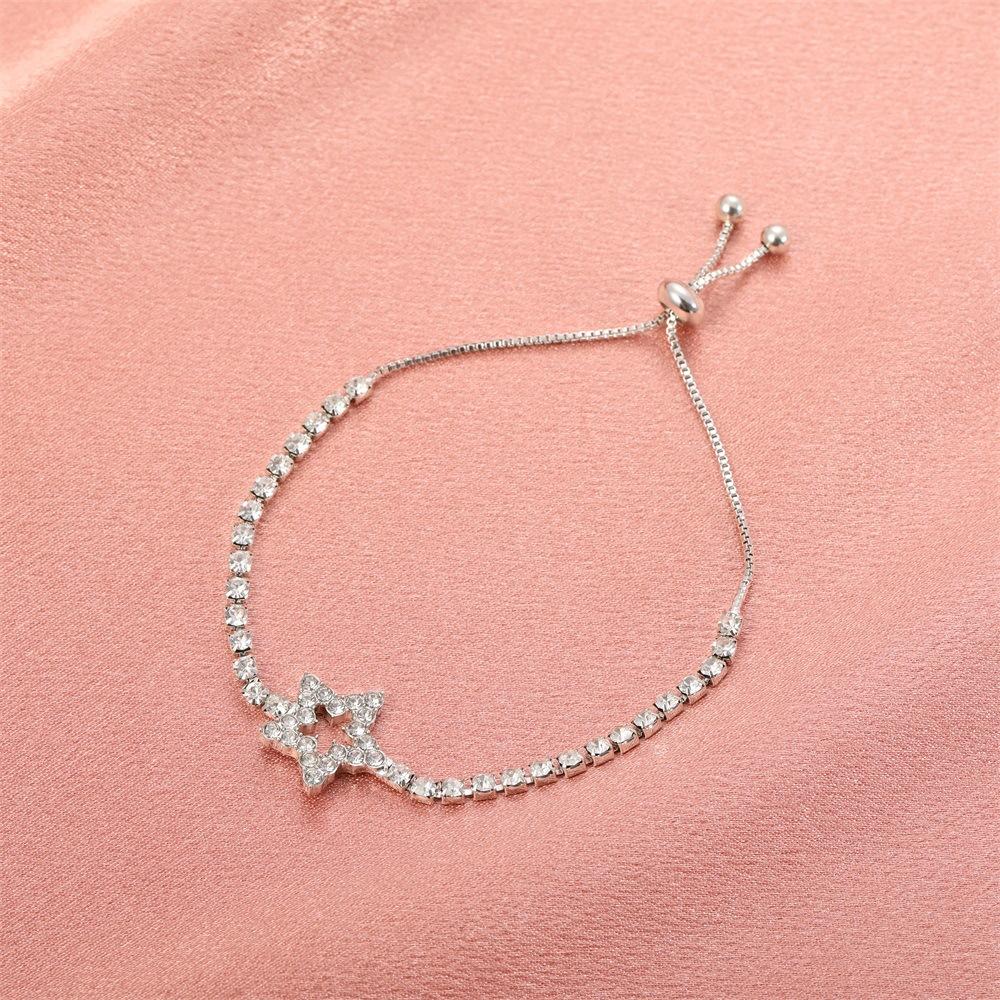 Diamond Star Bracelet Creative Simple Internet Celebrity Metal Zircon Adjustable Pull Hand Ornament for Women