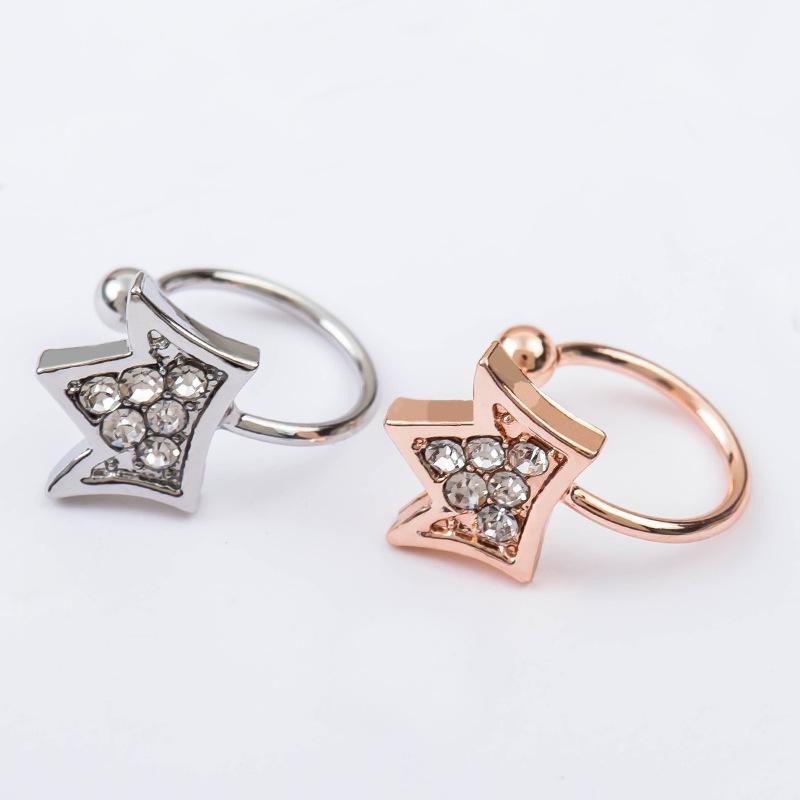 Opening Adjustable Crown Diamond Ear Clip Creative Couple Jewelry