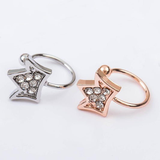 Opening Adjustable Crown Diamond Ear Clip Creative Couple Jewelry