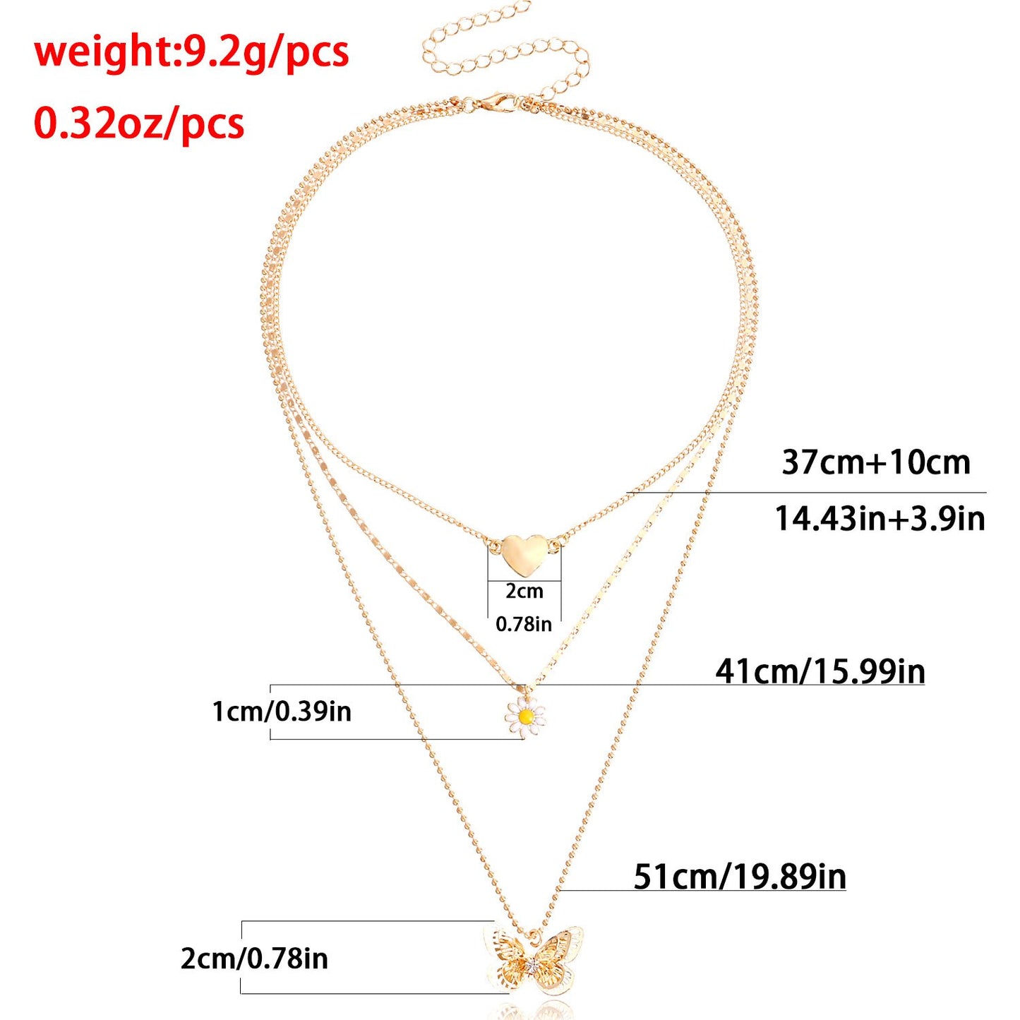 Jewelry trend multi-layer love hollow butterfly necklace female ins niche design sense light luxury