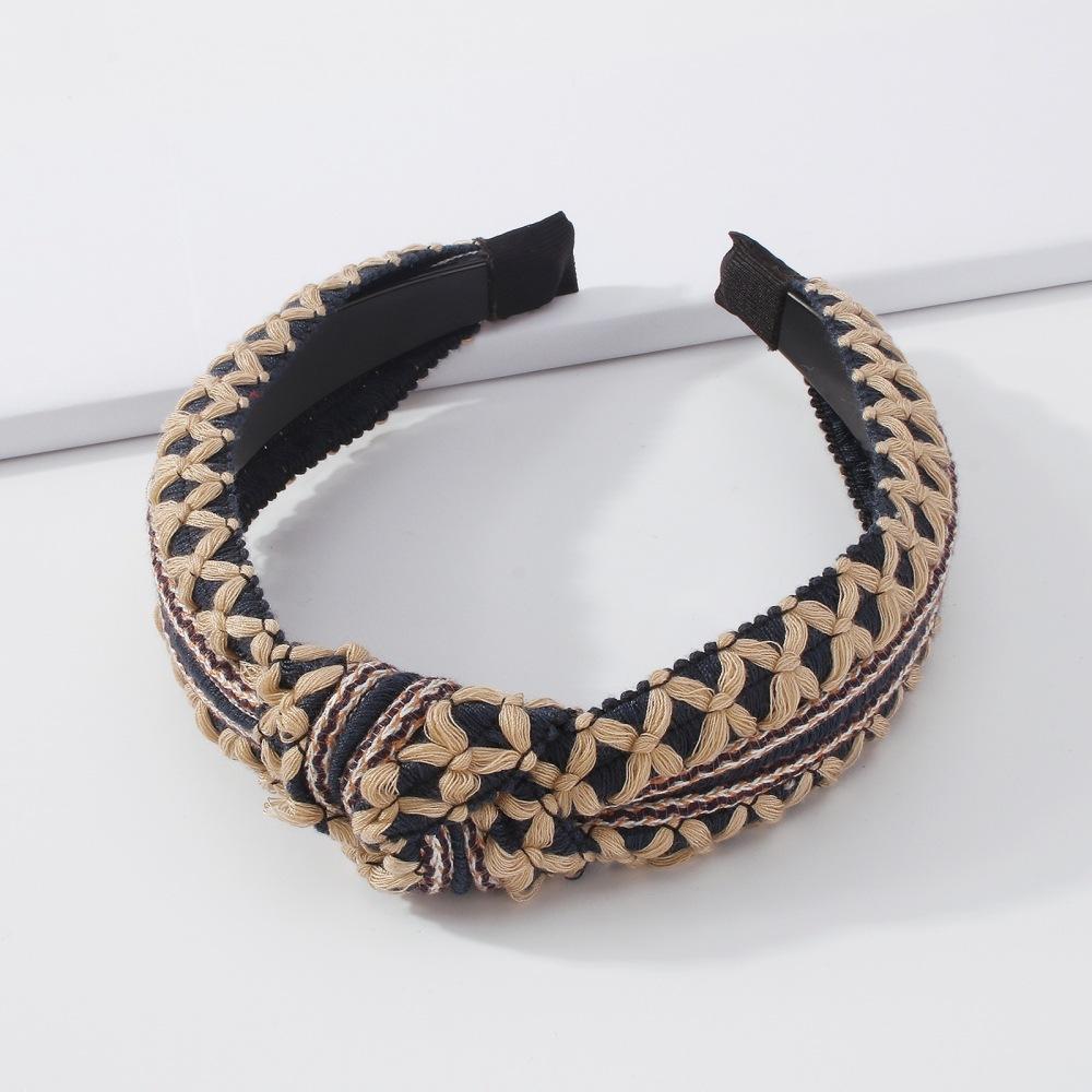 F389 Xiaoxiang fashion headband retro wide-brimmed press hair braided headband temperament ladies hair accessories