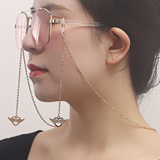 Mask hanging chain glasses hanging chain glasses chain mask chain glasses metal plating heart-shaped hanging chain