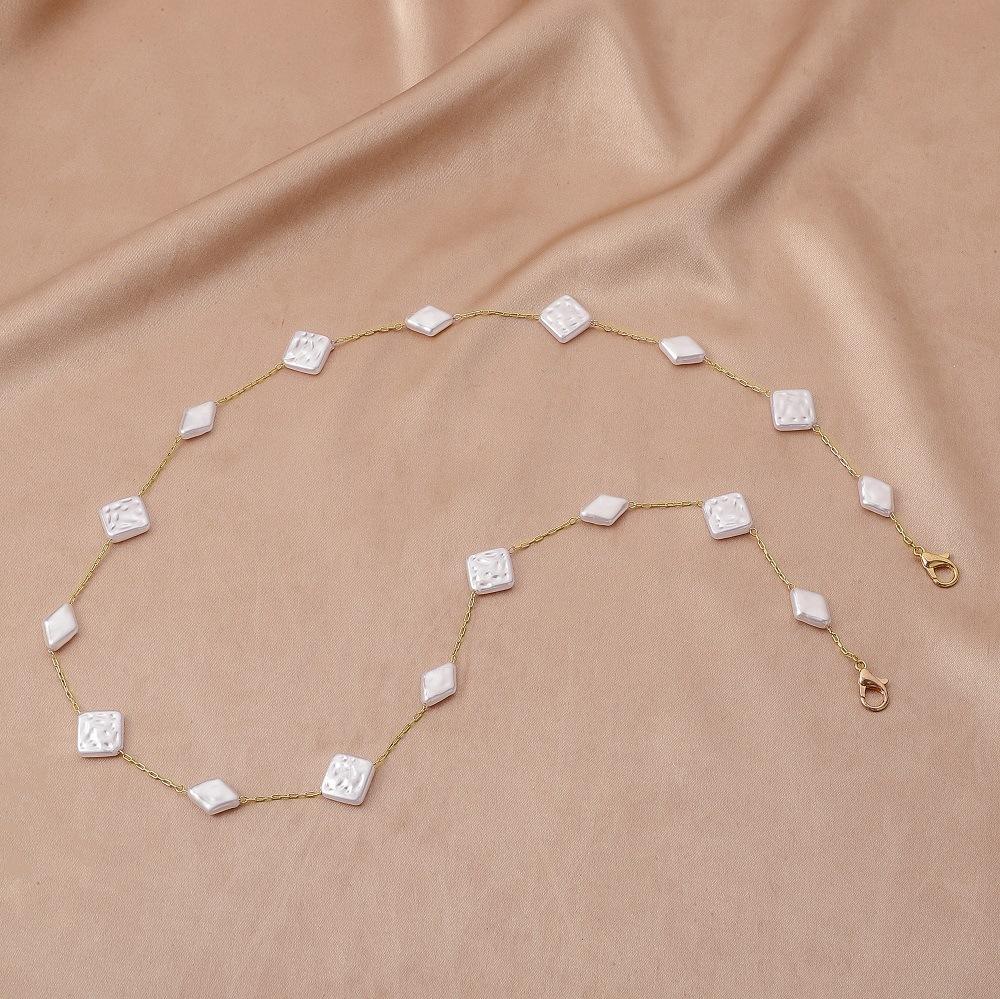 Rhombus baroque special-shaped pearl mask chain hand-spliced fashion temperament glasses anti-drop anti-lost chain