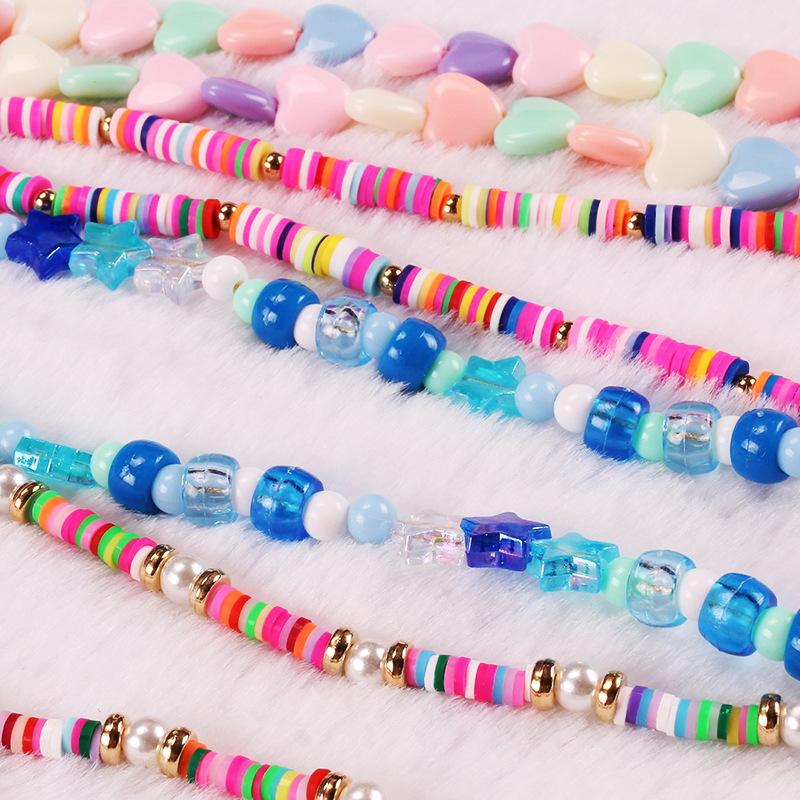 Simple Bohemian soft pottery peach heart mobile phone lanyard mixed color beads mobile phone chain female ornament