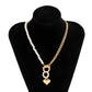 Jewelry Temperament Cold Geometric Peach Heart Pendant Necklace Retro Pearl Chain Clavicle Necklace
