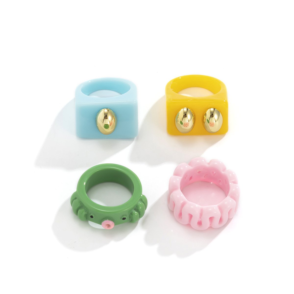 Jewelry Sweet Cool Macaron Color Geometric Ring Cute Cartoon Pig Ring Hand Jewelry Female